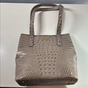 Brahmin Grey/Taupe Croc-Embossed Tote Bag
